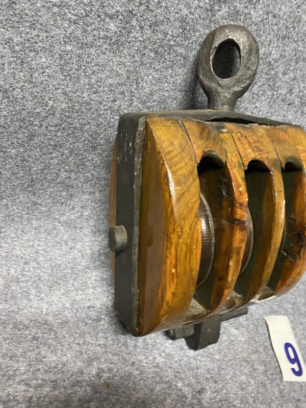 Polea de madera con tres roldanas de madera - Image 3