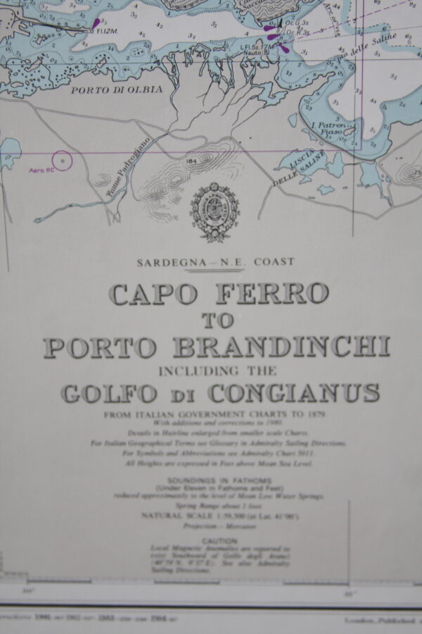 Capo Ferro to Porto Brandinchi including The Golfo di Congianus . Sardegna , N.E. coast . nº 163 - Image 2