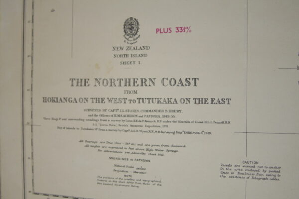 The Northern coast from Hokianga on The West to Tutukaka on The East. New Zealand - North  Island - Sheet I. nº 2525 - Image 2
