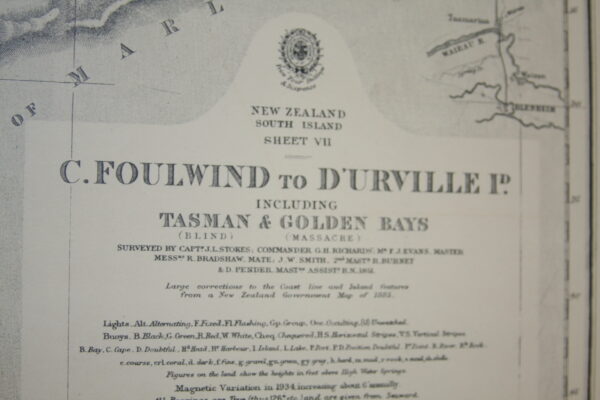 C. Foulwind to D´urville Id. including Tasman and Golden Bays. New Zealand - South Island - Sheet VII. nº 2616 - Image 2